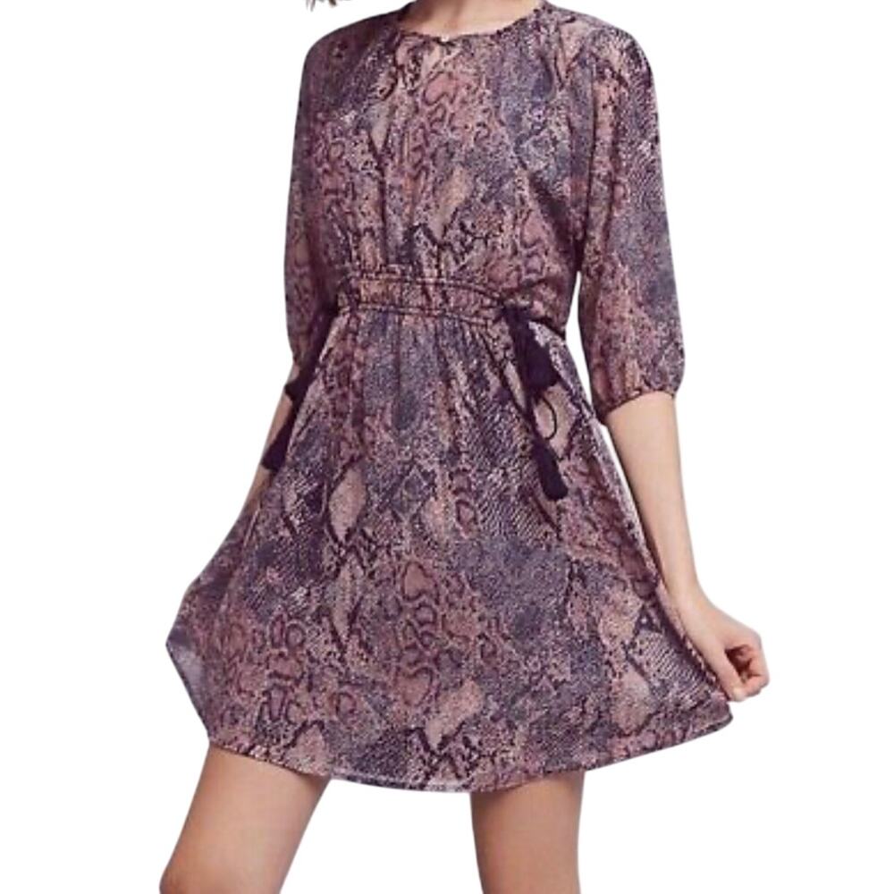 Anthropologie Floreat Zahara Purple Snake Print Boho Dress XS